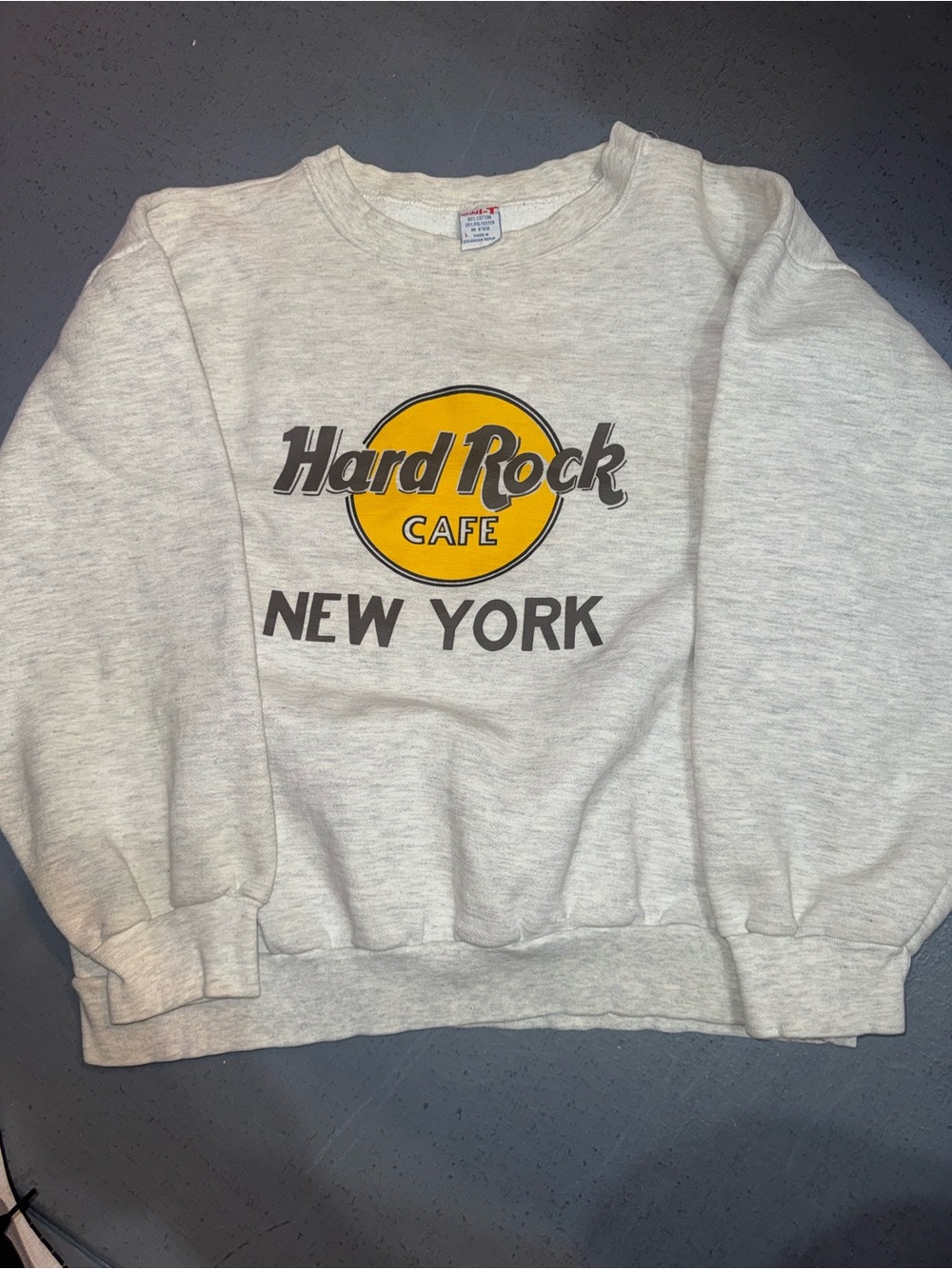 Vintage 90s Hard Rock Cafe New York Sweatshirt Large Gray Crewneck Logo